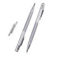 IMT Tungsten Carbide Tip Scriber 2 Pack, Hand Drill Aluminium Etching Engraving Pen with Clip and Magnet for Glass/Ceramics/Metal Sheet, Extra 2 Replacement Marking Tip